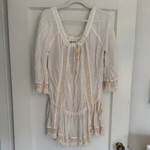 Sunday Cream Boho Coverup with Lace Accents